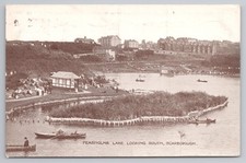 Peasholme Lake Scarborough south view with rowboats and crowds
