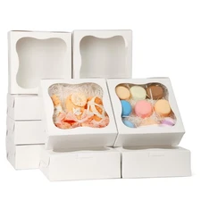 7x7x2.5" Gift Cake Boxes with Window 30 PCS Bakery Cookie Macaron Box