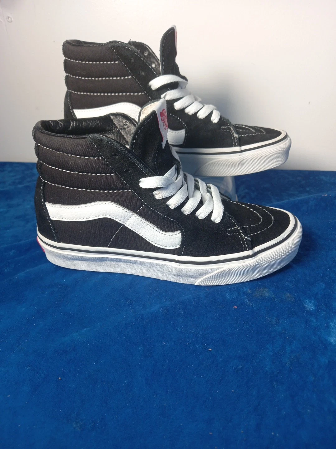 Vans Sk8 scarpe da ginnastica alte nere stringate tela scamosciata taglia 3 uk