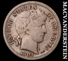 1904-S Barber Dime - Scarce  Fine  Semi-key  Better Date  No Reserve  #J9729