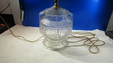 Vintage 1950s Boudoir Vanity Pressed Glass Lamp SIZE 20" TALL WORKS GREAT