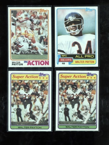 (4) Walter Payton 1981 Topps #400 & 202 1982 Topps #303 Football Card NFL