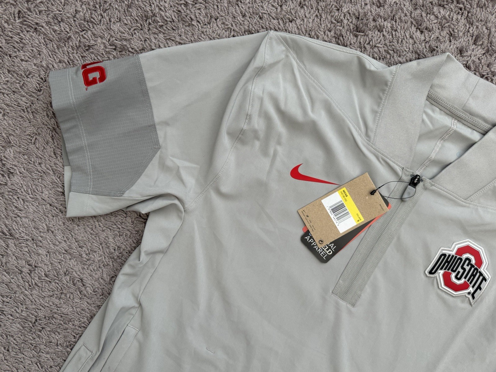 New Nike Ohio State OSU On Field Pullover 1/4 Zip Short Sleeve Vented Mens Small thumbnail 9