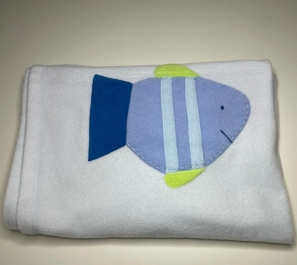 Manta Baby Gap vintage 2000 azul pez polar 30x40 Foto 3 de 4