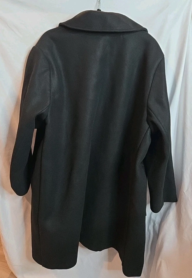 Old Navy Women's Plus Size 4X Black 3/4 Length Dress Coat, Pea Coat  - Image 4 of 4