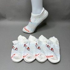 4 Pairs Bombas Women's Ankle Socks White Skiers Holiday Pattern Size S NEW