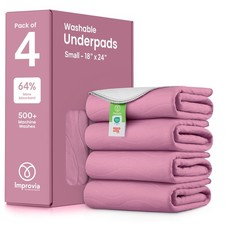IMPROVIA Washable Underpads, Heavy Absorbency, Reusable, Kids, Adults, 4-Pack