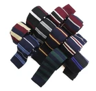 Knitted Mens Patterned Stripe Skinny Tie Mens Ties Black White Red Navy Latte