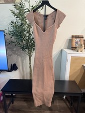 FOREVER 21 Beige Knit Bodycon Midi Dress Sweetheart Neck Sleeveless Size M