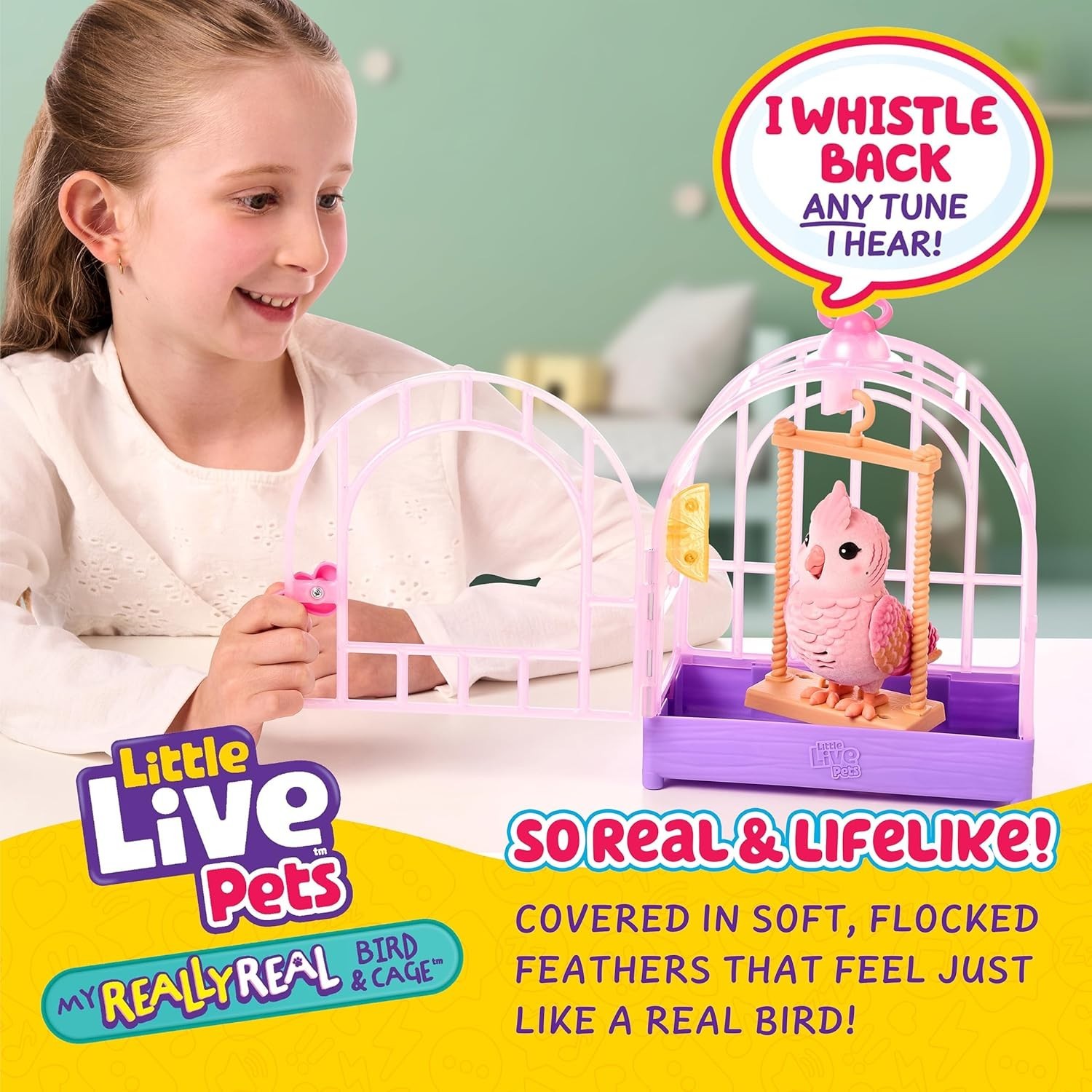 Rosie the Realistic Talking Bird Toy with Cage - Perfect for Young Explorers!