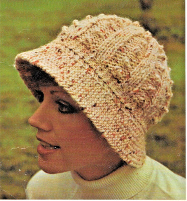 Home Printed Strickmuster - Damen Grobstrickmütze mit Krempe - 0181
