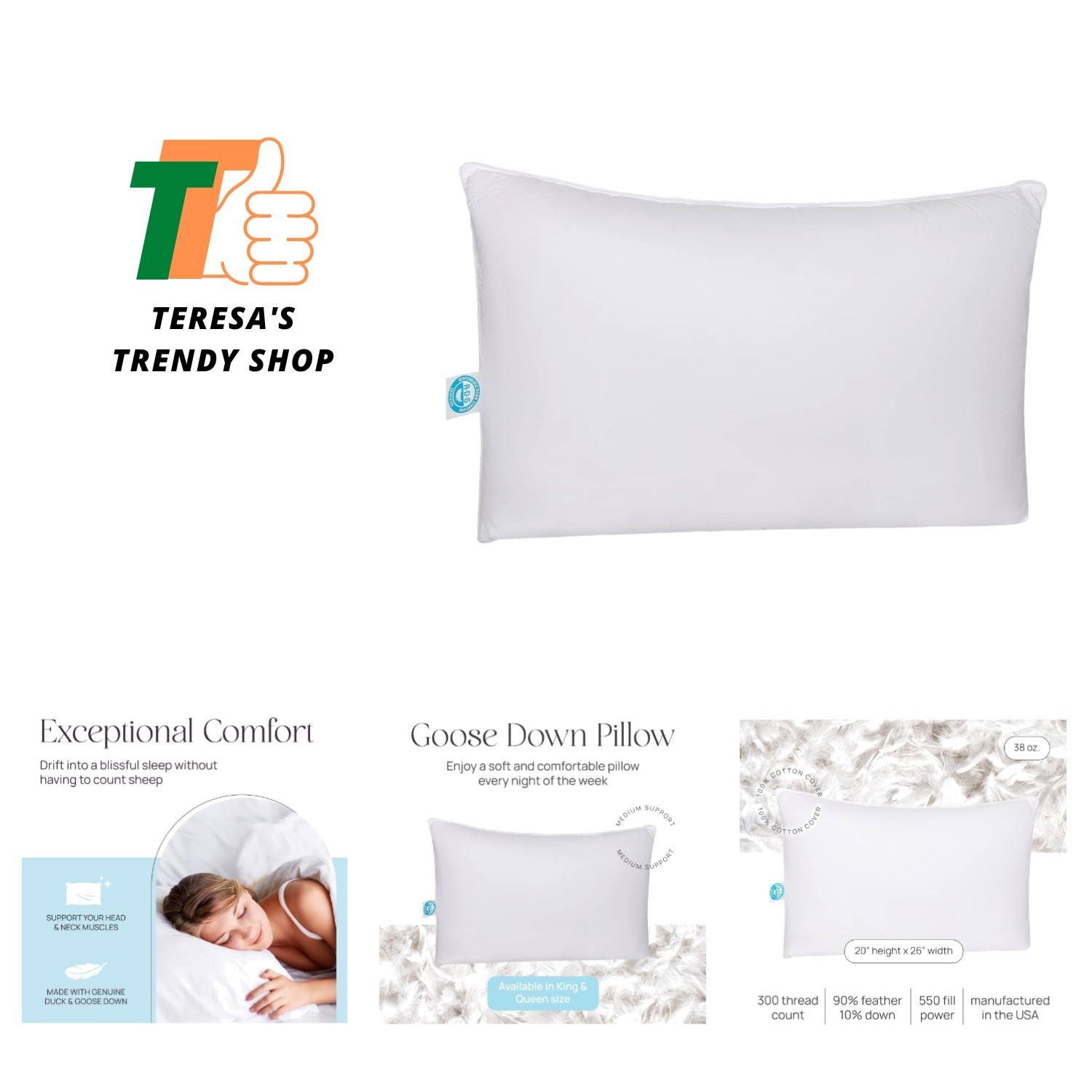 Standard Pillow Pure Dream Firm Pillow, Medium Support Hotel