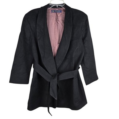 Vintage Brooks Brothers Camel Hair Coat Women's Sz 10 Wrap Tie Black