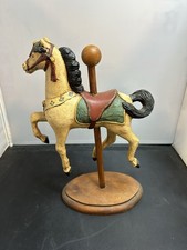 Vintage Hand Carved Painted Wooden Carousel Horse Figurine 13" Tall SIG. REQ.