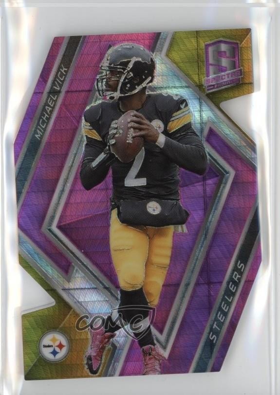 2018 Panini Spectra Neon Pink Prizm Die-Cut 3/15 Michael Vick (Steelers) #54 6m7