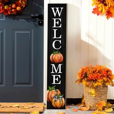 Fall Wooden Porch Sign 47" Pumpkin Welcome Sign for Autumn Harvest Halloween ...