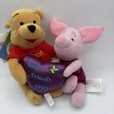 Disney Store Winnie Pooh & Piglet Friendship Set Mini Bean Bag Plush w/ Tags