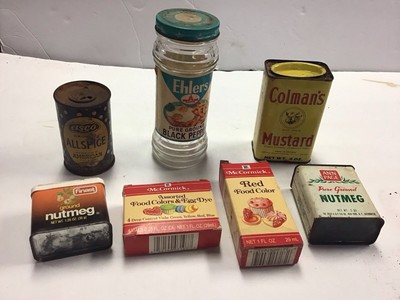 Vintage Spice Containers, McCormick, Colmans, Asco, More, Lot Of 7