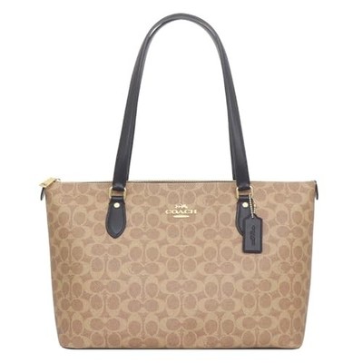 Coach Gallery Signature Tote Bag aus beschichtetem Canvas hellbraun und schwa...
