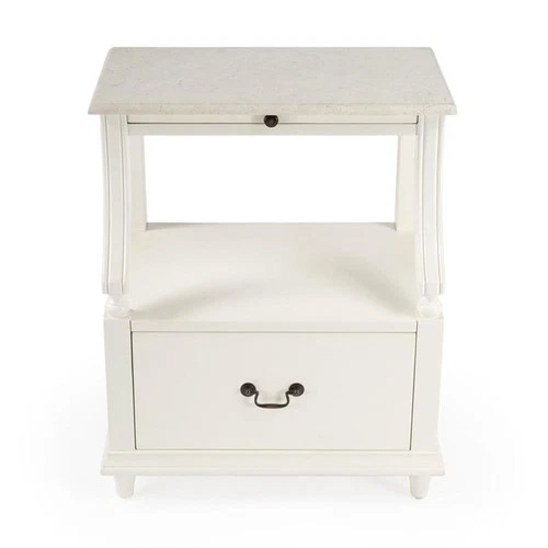 Butler Specialty Danielle Marble Nightstand In White - Picture 5 of 10
