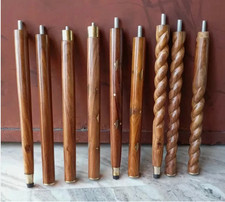 Lot of THREE - 3 Fold Brown Wooden Walking Stick Cane For Handle Only Shaft Gift