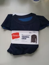 Hanes Men's Tagless Thermal Crew Warmer Small Navy Blue Long Johns