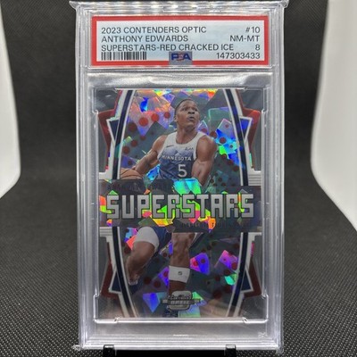 Panini Contenders Optic Superstars Anthony Edwards #10 Red Cracked Ice PSA8 /175