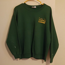 Lee Heavyweight Green Crew Neck Pullover Sweatshirt Mens L Fleece Logo