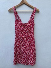 Reformation Baldwin Red Floral Mini Dress Size 4 Smocked Back V Neck