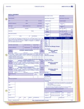 Rental Agreement for Car Dealership - 8.5" × 11.75", Carbonless, 4-Part Snap-Out