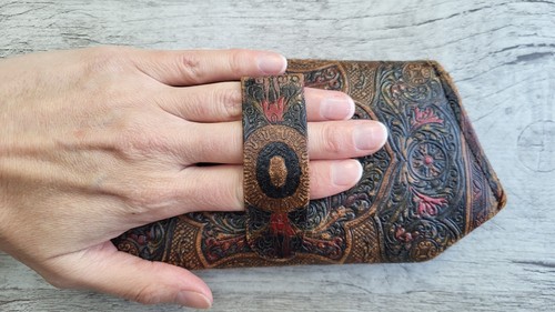 Antique Vintage Hand Tooled Leather Clutch Purse Wallet - Picture 3 of 10