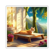 Feline Cat viny indoors only Square Stickers