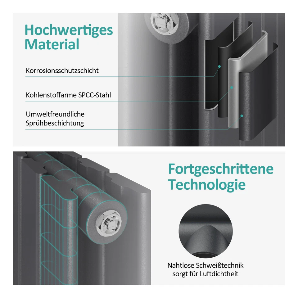 EMKE Heizkörper Design Flachheizkörper Paneelheizkörper Heizung Ohne/Mit Ventil - Bild 4 von 4