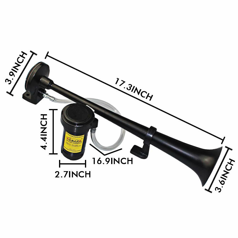 GAMPRO 12V 150db Air Horn 18 Inches Chrome Zinc Single Trumpet Truck