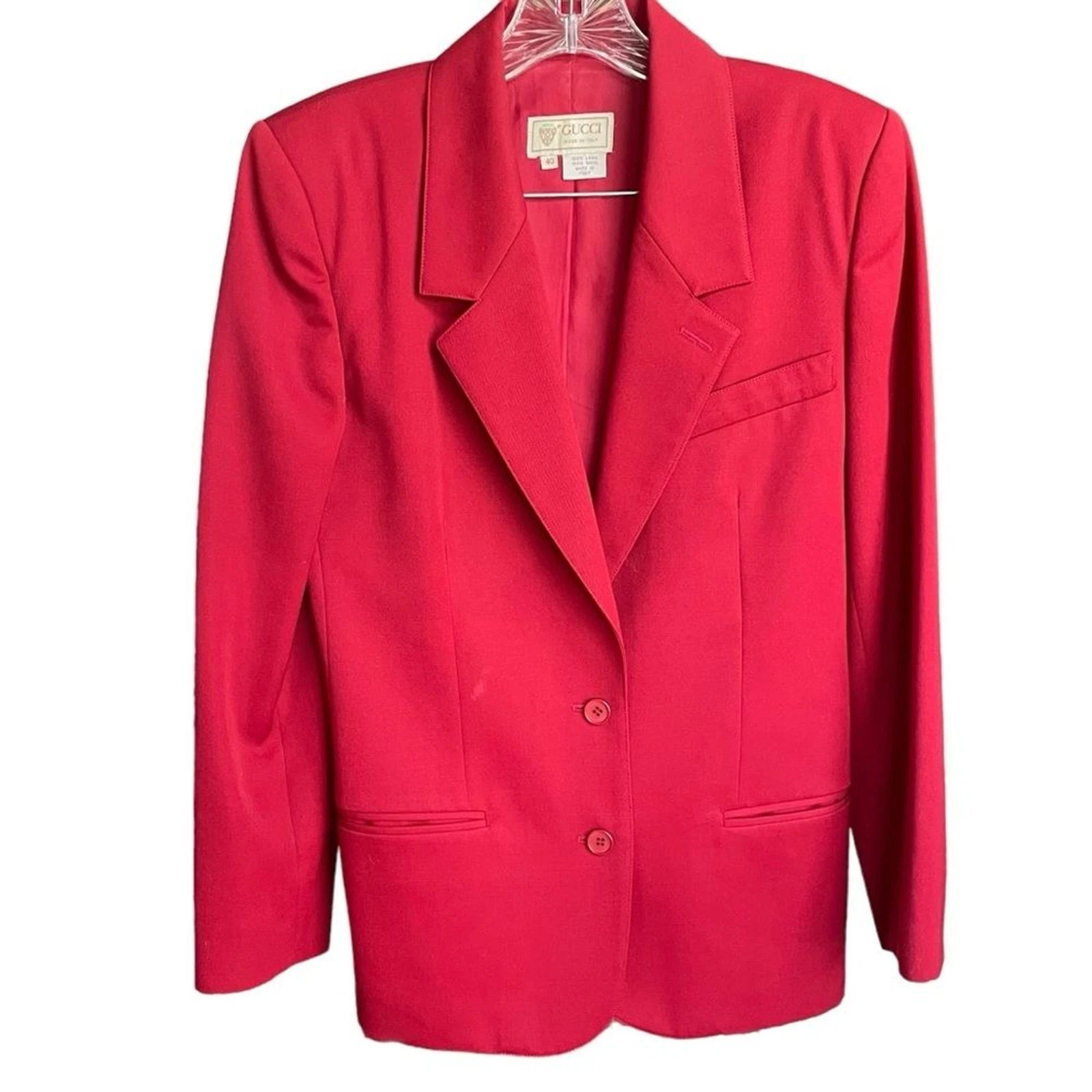 GUCCI Vintage Anni '70 Gonna Abito 100% Lana Rosso Made In Italy Taglia 40IT S 4US