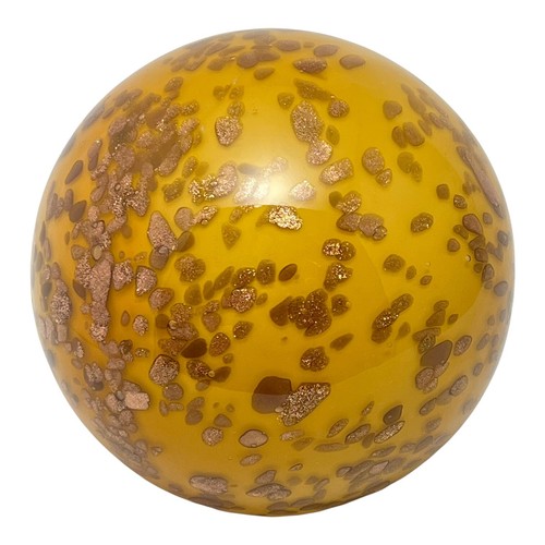 Murano Kunst Glas Kugel Ornament gelb Glitzer Kupfer - Bild 3 von 7