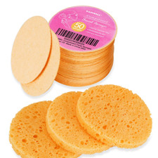 50pcs Compressed,Cellulose,100 Natural Cosmetic Spa Sponges for Facial Cleansin