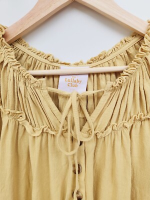 THE LULLABY CLUB Size S-M Yellow Tiered A-Line Flutter Sleeve Smock Dress  VGUC | eBay Australia