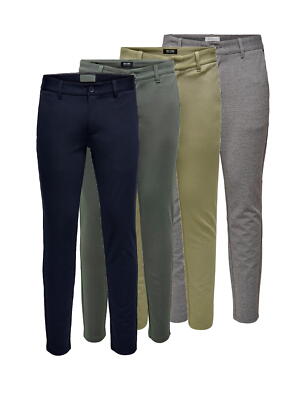 Only & Sons Herren Chino-Hose OnsMark Stoff-Hose Stretch Reißverschluss NEU.