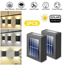 2Pcs Outdoor Solar LED Deck Lights Landscape Garden Patio Railing Path Lighting