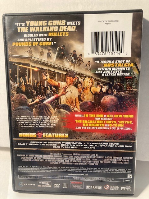Dead 7 DVD 2016 Nick Carter Joey Fatone Asylum Home Entertainment