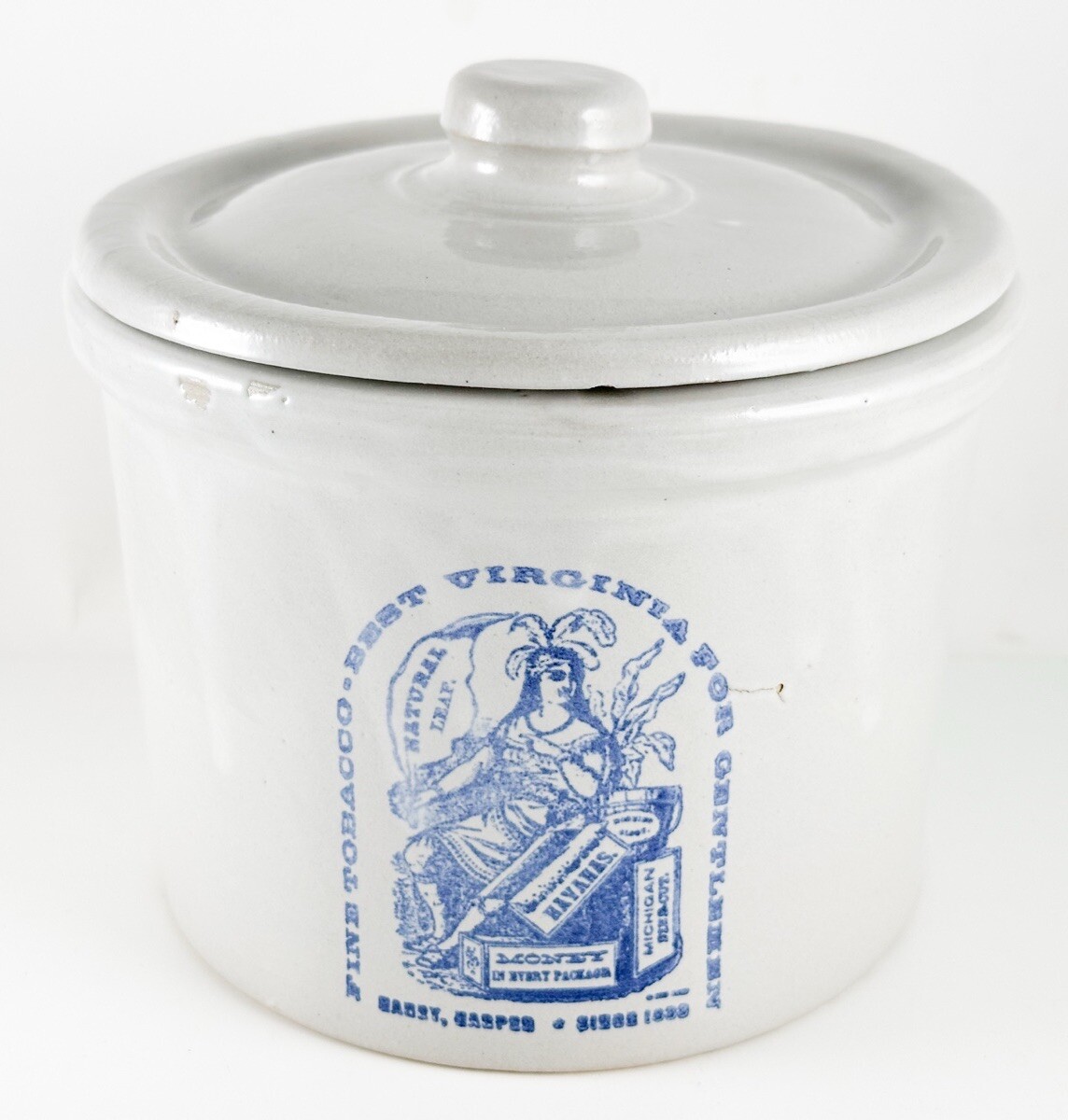 tobacco crock Tobacco Jar Stoneware Crock With Lid Fine Tobacco Best Virginia For  Gentlemen