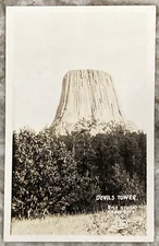 Devils Tower National Monument Wyoming Rise Studio Photo SSSS RPPC Postcard B811