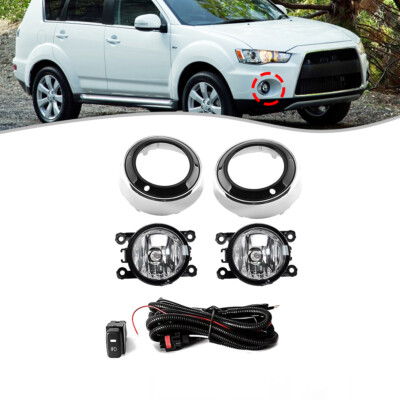 Fog Lamp+Fog Lights Holes Covers+Harness Fit For Mitsubishi Outlander 2010-2012