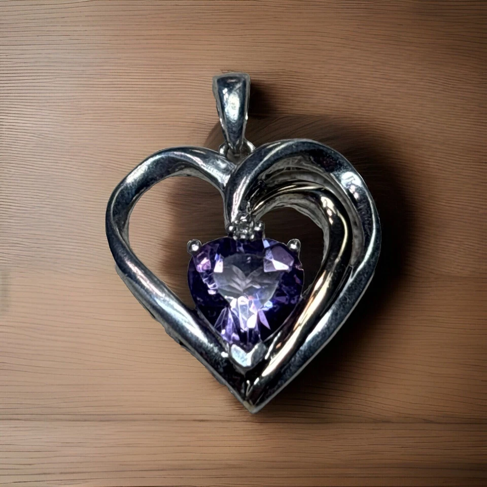 Alwand Vahan Sterling & 14K Gold Amethyst And Diamond Heart Pendant - Image 2 of 4