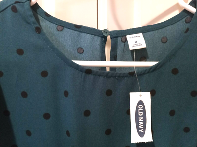 New OLD NAVY Green Black Polka Dot Dress Long Sleeve Size M | eBay