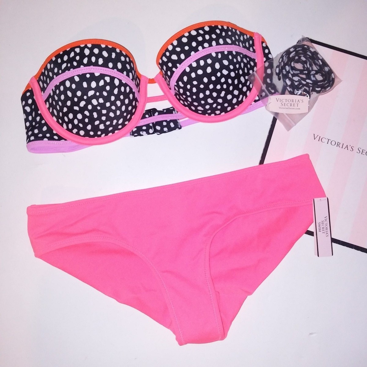 【32C】Victorias Secretビキニセット VICTORIAS SECRET Size L/36DD Bikini Set Warm Ombré Orange Pink