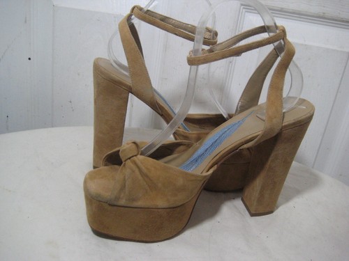 Brian Atwood B-GABBY Tan Suede Leather Platform Heel Sandals Women's Size 9 M - Picture 23 of 24