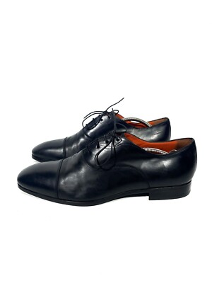 Santoni Black Leather Oxford Shoes *Made in Italy* - Size 11 Santoni Black Dress Luxury Avant Garde Leather Oxford Shoes  main image 2