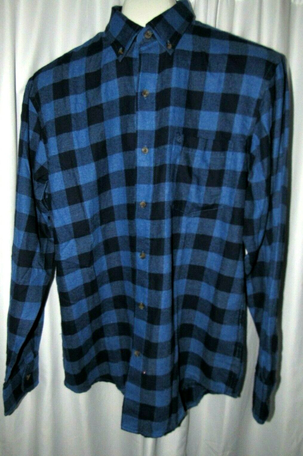 IZOD Black & Blue Soft, Plaid, Long Sleeve Flannel Shirt M, L, XL & 2XL